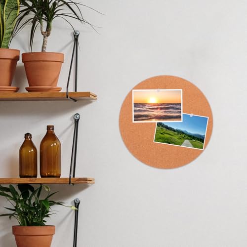 EXCEART Natural Cork Bulletin Board Set 12 Inch Round Self Adhesive Memo Surface for Office Wall Organization Photo Display and DIY Craft Projects