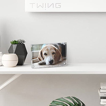 TWING 4x6 Acrylic Picture Frames,24MM Thick Double Sided Magnetic Clear Photo Frame, HD Frameless Magnetic Photo Frame Display for Desktop Gift Ideal, Cleaning Cloth Included - size: 4x6" 1pack