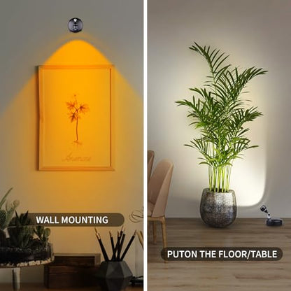 LEASTYLE Wireless Spotlight Indoor,Battery Operated Grow Light for Plants with Remote, LED Cordless Dimmable Picture Lights for Wall Paintings Artwork Display(2 Pack)