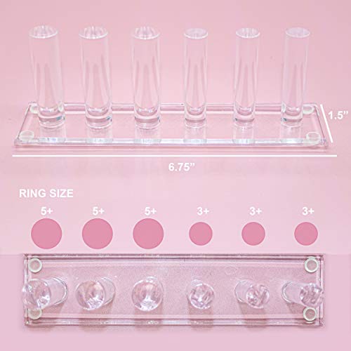 FROG SAC 6 Rod Ring Holder Jewelry Stand, Clear Acrylic Ring Display Organizer For Girls Room, Small Cylinder Storage For Multiple Rings For Women