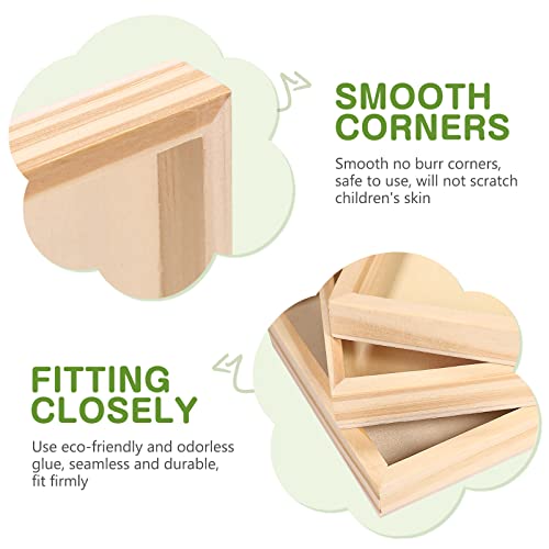 6pcs Unfinished Art Wood Tray Craft Painting Wood Panel Boards Square Montessori Tray Wooden Canvas Boards with Frame for Home Decor and Craft Projects - Painting Puzzle Blocks for Kids, 4.7"