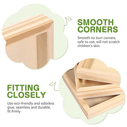 6pcs Unfinished Art Wood Tray Craft Painting Wood Panel Boards Square Montessori Tray Wooden Canvas Boards with Frame for Home Decor and Craft Projects - Painting Puzzle Blocks for Kids, 4.7"