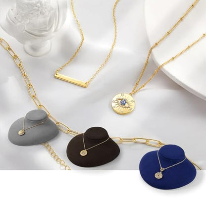 Oirlv Luxury Microfiber Jewelry Bust Necklace Display Bust - color: Blue