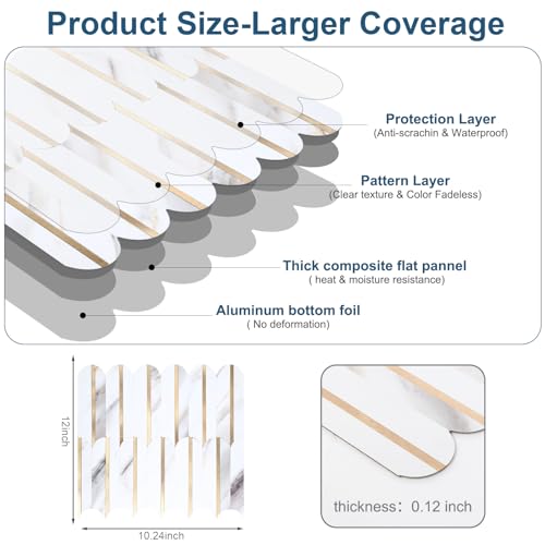 10-Sheet Fish Scale Peel and Stick Backsplash for Kitchen Wall Tiles,12 inches Marble Mixed Metal Gold 3D PVC Wall Tile Stick on Backsplash for Kitchen and Bathroom - color: Marble Mixed Metal Gold