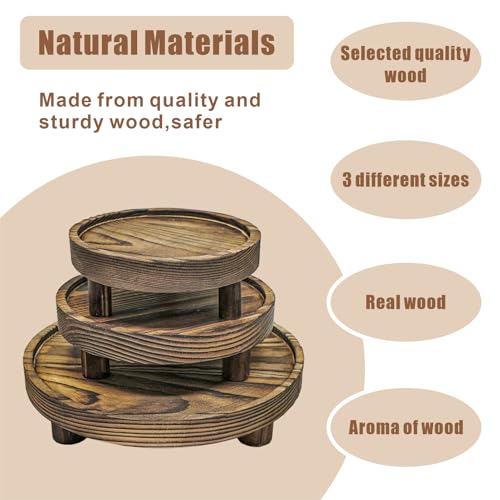 6 PCS 5/6/8 Inch Wooden Risers for Display Wood Pedestal Stand Round Mini Tray Stand Rustic Riser Tray Tiered Tray Decor for Party, Wedding, Birthday, Baby Shower,Home Décor