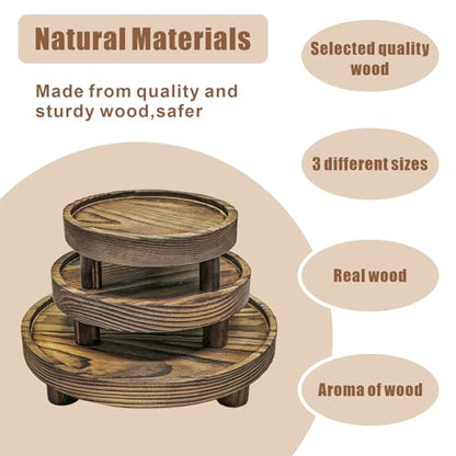 6 PCS 5/6/8 Inch Wooden Risers for Display Wood Pedestal Stand Round Mini Tray Stand Rustic Riser Tray Tiered Tray Decor for Party, Wedding, Birthday, Baby Shower,Home Décor