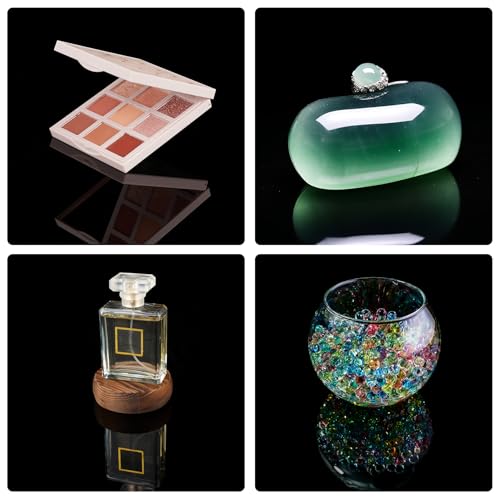 Meking Product Photography Backdrops, Black Double Sided Matte and Reflective Background for Food,Makeup, Jewelry and Other Small Product,2PCS 15.7x11.8in Photo Backdrop Boards with 2PCS Bracket