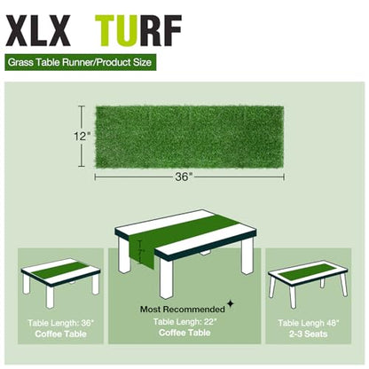 XLX TURF Green Artificial Grass Table Runner for Sport Golf Spring Summer Party Decorations - 12 x 36 Inches Short Fake Grass Crafts Table Centerpiece Wedding Baby Shower - size: 12 x 36 Inches / 1PC
