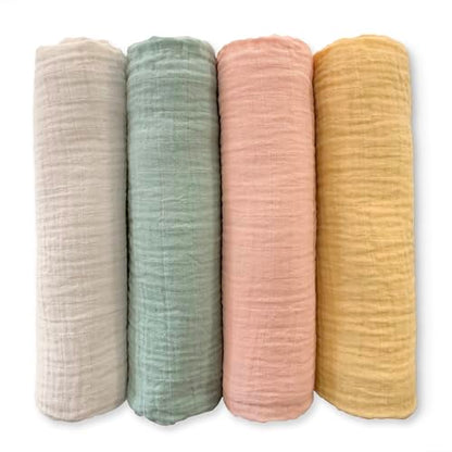 SwaddleDesigns Cotton Muslin Swaddle Blankets for Babies, Set of 4, Neutral Receiving Blankets for Newborn, Baby Registry & Gift, 46x46 inches, Spring Garden - color: Spring Garden