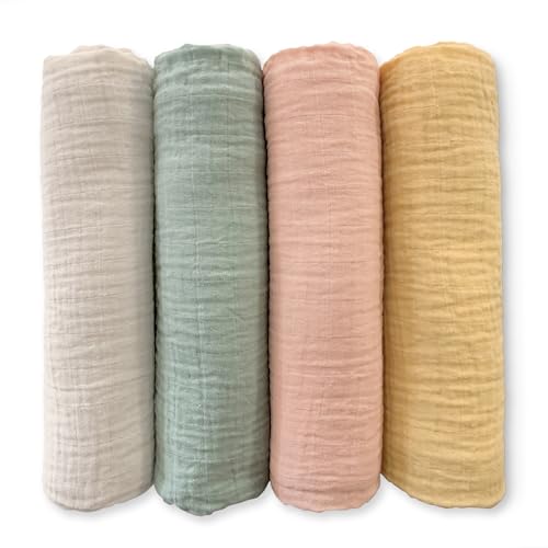 SwaddleDesigns Cotton Muslin Swaddle Blankets for Babies, Set of 4, Neutral Receiving Blankets for Newborn, Baby Registry & Gift, 46x46 inches, Spring Garden - color: Spring Garden