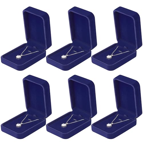 LETURE 6 Pieces Velvet Jewelry Gift Boxes for Necklace Pendant Bracelet Ring Earring, Jewelry Storage Display Case for Christmas Wedding Engagement Birthday Anniversary (Pendant Box-6PCS-BLUE) - color: Pendant Box-6PCS-BLUE