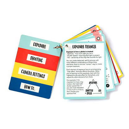 DSLR Cheat Sheet Cards for Canon, Nikon and Sony Cameras - Plastic Quick Reference Photography Cards | Camera Settings, Exposure & Manual Mode (Bright) - color: Bright