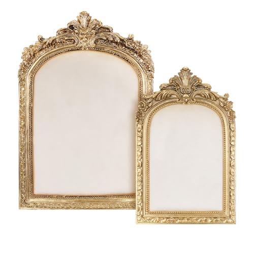 2 Pcs Gold Resin Jewelry Display Stand with Velvet Backing, Vintage Necklace Organizer Ring Holder Earring Holder Jewelry Photography Props Frame for Women Wedding Gifts