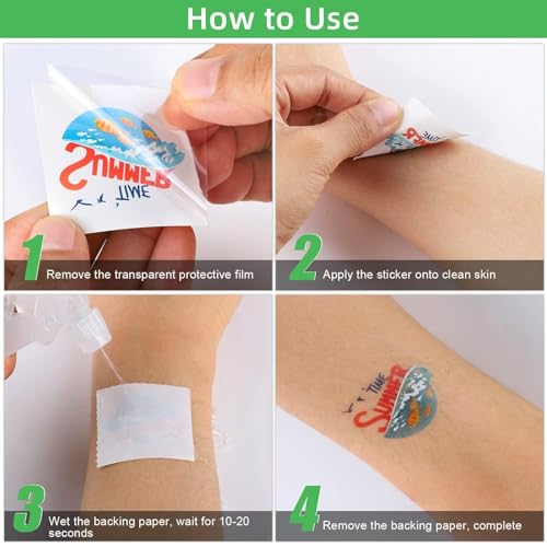 ADXCO 144 Pieces Summer Pool Party Tattoos Hawaiian Luau Themed Tattoos Waterproof Beach Temporary Tattoos Stickers for Adults, Tropical Party Decorations Supplies Favors