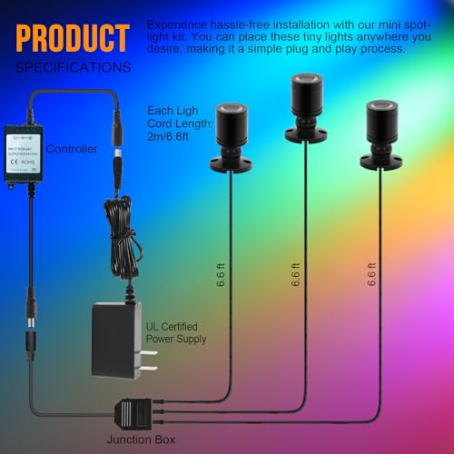 Taysing Color LED Spot Light Indoor Little Mini Spotlight Accent Lights for Display, Paintings, Pictures, Plants, Jewelry, Shelves, Cabinets, Posters, Showcase