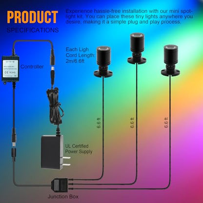 Taysing Color LED Spot Light Indoor Little Mini Spotlight Accent Lights for Display, Paintings, Pictures, Plants, Jewelry, Shelves, Cabinets, Posters, Showcase