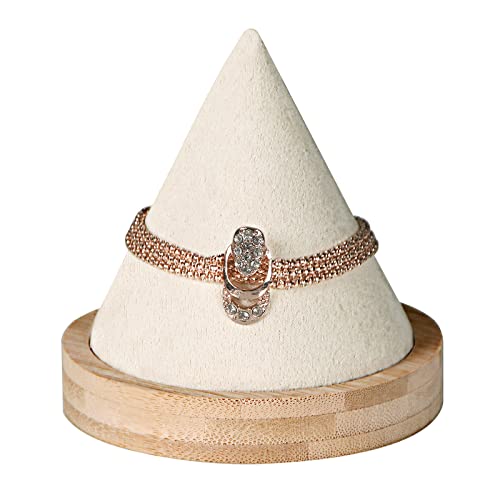 Pangkeep Bamboo Cone Bracelet Display Stand for Show Selling (Beige) - color: Beige
