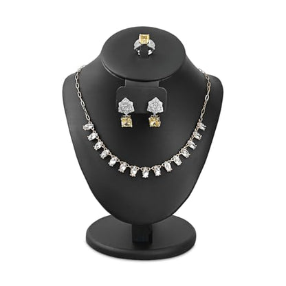 MOOCA Jewelry Display Necklace Chain Bust Display Holder Stand, Necklace Mannequin Bust, Jewelry Stand, Black PU Faux Leather - color: Black PU Faux Leather