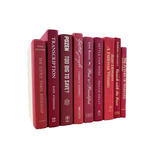 Decorative Accent for Home Decor – Real Books by Color® Interior Styling Piece for Bookshelf, Coffee Table, Design Display (Set of 3, Red) - color: Red, size: Set of 3