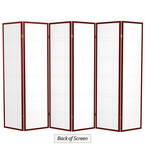 Oriental Furniture 6 ft. Tall Double Cross Shoji Screen - Rosewood - 6 Panels - color: Rosewood, size: 6 Panel