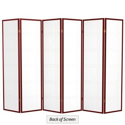 Oriental Furniture 6 ft. Tall Double Cross Shoji Screen - Rosewood - 6 Panels - color: Rosewood, size: 6 Panel
