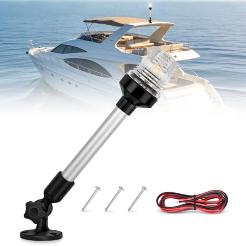 Nilight Marine Boat Stern Light 12Inch White Fold Down Anchor Lights 12V 24V Waterproof 360° Lighting Navigation Lamp for Fishing Sailboat Yacht Pontoon Speedboat Dinghy - color: 12Inch Boat Stern Light