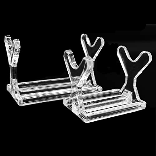 2 Pcs Plastic Fishing Lure Display Stands Clear Small Collections Easel Transparent Pen Holder Stand Makeup Brushes Holder Racks