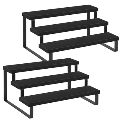 YINMIT Wooden Display Riser Stand, Tiered Perfume and Cologne Organizer Stand, 3 Tier Spice Rack Organizer, Rustic Display Shelf for Candles (3 Tier,2Pack,Black) - color: 3 Tier,2Pack,Black