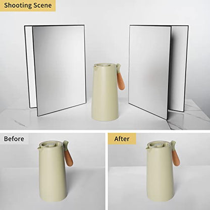 Meking 3 in 1 Photography Reflector Cardboard, 17 x 12 inches Folding Light Diffuser Board for Still Life, Product and Food Photo Shooting - Black, Silver and White, 2 Packs - size: 2Pcs A3 Black Silver White