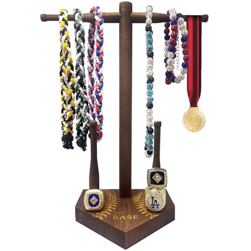 [NEW] Wooden Baseball or Softball Drip Necklace Organizer Holder,Championship Ring Display Holder, Softball Ring Holder, Drip Necklace Baseball Display Gift (Boys, Girls & Coaches)
