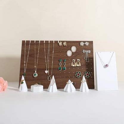 walnut jewelry organizer, wooden jewelry display necklace holder, stud and necklace display stands for selling, earring storage holder【Necklace and Earring board】