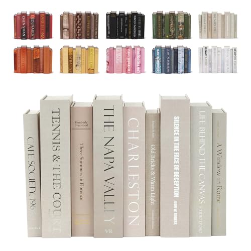 9 Faux Books Neutral - Decorative Box with Hidden Storage, Neutral Home Accessory, Bookshelf Accent, Coffee Table Book, Home Staging Accessory, Paper Wrapped Books - color: Neutral