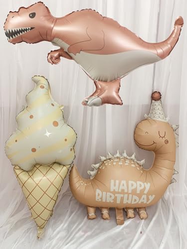 Giant 3D Dinosaur Balloons Self Standing Cute Dinosaur Balloons Birthday Party Decorations Supplies - color: T-rex+triceratops