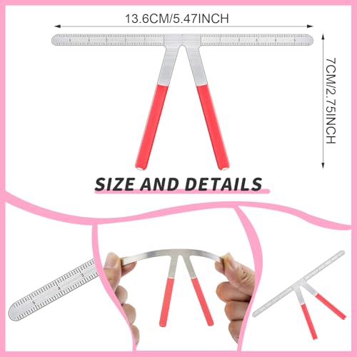 Weewooday 6 Pieces Tattoo Eyebrows Rulers 3 Point Positioning Ruler Mini Caliper Double Scale Vernier Calipers Eyebrow Caliper Microblading Ruler Measuring Tool with Eyebrow Shaver(Pink) - color: Pink