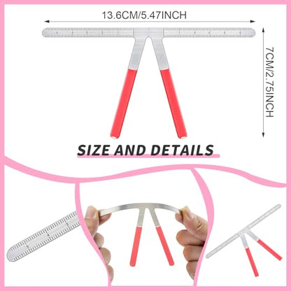 Weewooday 6 Pieces Tattoo Eyebrows Rulers 3 Point Positioning Ruler Mini Caliper Double Scale Vernier Calipers Eyebrow Caliper Microblading Ruler Measuring Tool with Eyebrow Shaver(Pink) - color: Pink