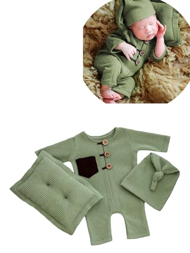 Newborn Photography Outfits Boy Girl Baby Photo Romper Knit Bodysuit Outfit Prop - color: Green