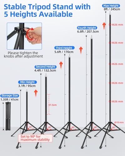 HEMMOTOP T Shape Backdrop Stand, 8x6.8ft(HxW) Portable Photo Background Stand Kit for Parties, Green Screen Stand Only with 5 Spring Clamps and Carrying Case, Banner Holder for Photoshoot, Photography - size: 8x6.8ft