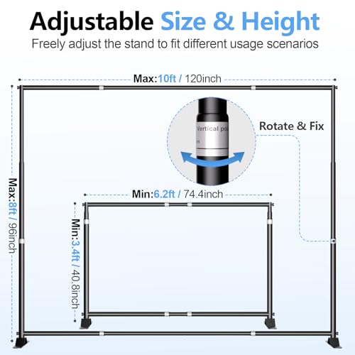 10 x 8FT Backdrop Banner Stand, Heavy Duty Adjustable Photo Background Support Frame Kit, Step and Repeat Stand for Photo Booth, Parties, Exhibition, Trade Show, Wedding - color: Black, size: 8x10ft
