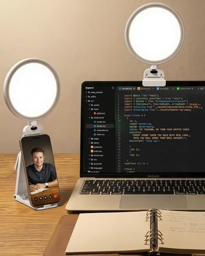 Ring Light for Laptop, 5" Eye-Caring Lighting with 50 Modes, CRI>97.8, 3000K-6500K Zoom Lighting for Conference, Meetings, Video Call, Recording, Streaming - color: White 1 PSC