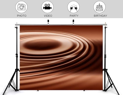 12x8ft Swirling Melted Chocolate Backdrop Smooth Rich Brown Liquid with Glossy Texture Photography Background for Dessert Baking Themed Party Decorations Banner Photo Booth Props - size: 12x8ft