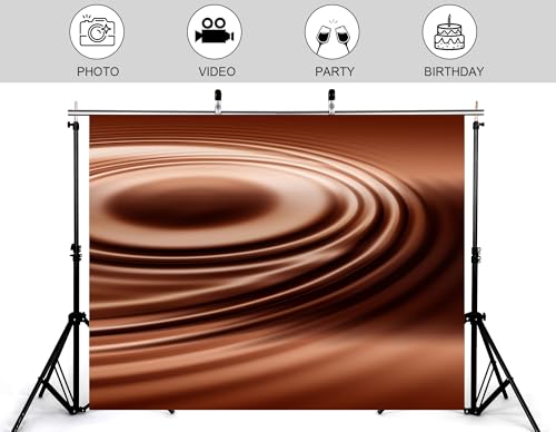 15x8ft Swirling Melted Chocolate Backdrop Smooth Rich Brown Liquid with Glossy Texture Photography Background for Dessert Baking Themed Party Decorations Banner Photo Booth Props - size: 15x8ft