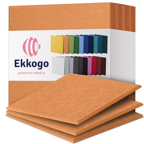 Acoustic Panels 12-Pack Soundproof Wall 12"X12"X0.4" - High Density Sound Dampening [70'S Orange Square] - color: 70'S Orange, size: Square 12 Pack
