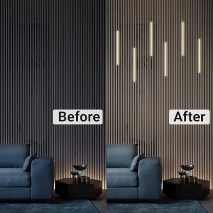 HAMRVL Black Wall Panel Lights, 6PCS 16-Inch 3000K Warm White Wall LED Lights Strip with Touch Switch, Self-Adhesive Dimmable Slat Wall Lights for Wood Slat, Bedroom Fluted Panel, Kitchen Cabinet - color: black - Warm White 3000k, size: 16inch - 6Pack