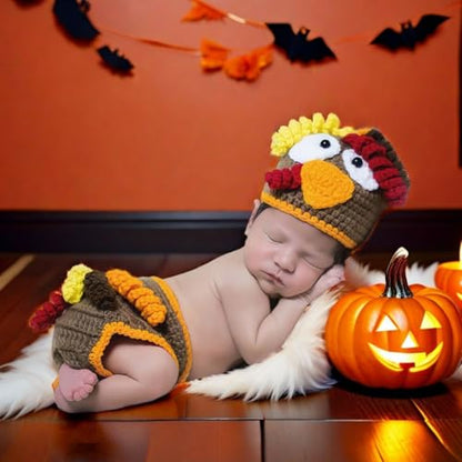 Christmas Newborn Baby Photography Props Outfits Halloween Turkey Hat Short Hat ﻿Pants Set Infant Baby Boy Girl Photoshoot ﻿
