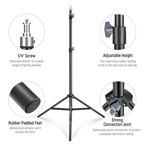 NEEWER Photography Light Stand 2.85-6.6ft/87-200cm, Spring Loaded Aluminum Tripod Stand with ø28mm Thicker Tube Diameter for Ring Light/LED Light/Strobe Flash/Softbox, Max Load 22lbs, ST-200 - size: 200cm