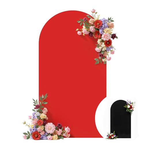 Wedding Arch Backdrop Cover, 6FT Black Red Arch Cover Stretchy Backdrops, Double-Sided Arch Stand Covers for Wedding Ceremony, Baby Shower, Birthday Party Decoration - color: Red+Black, size: 6FT