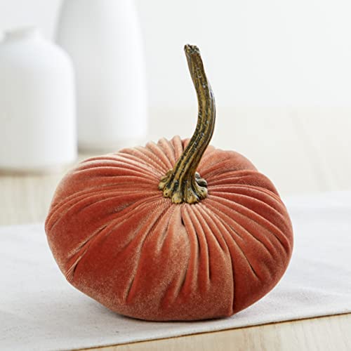 Your Heart's Content Set of 4 Small Velvet Pumpkins, Handmade Mantle Decor, Autumn Pumpkin Arrangements, Thanksgiving Centerpiece, Rustic Fall Wedding Centerpiece (Harvest, Gold, Emerald, Brown) - color: Harvest, Gold, Emerald, Brown