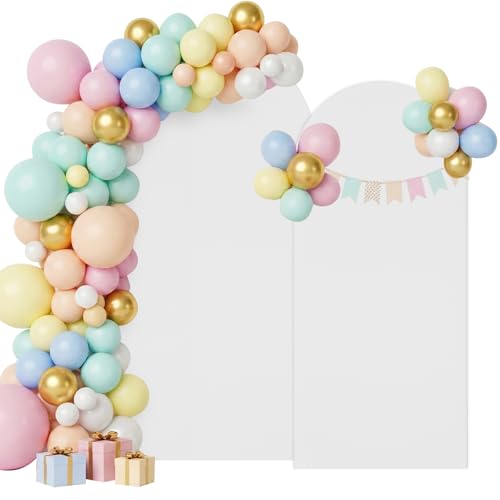 White Arch Backdrop Cover, 7.2FT,6FT Spandex Balloon Arch Cover for Backdrop Stand, Thick Wrinkle-Free Double-Sided Fabric Stretchy Background for Baby Shower, Wedding, Birthday Party Decoration - size: 7.2ft,6f