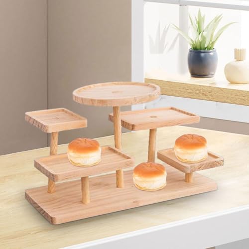 Display Riser Stand Countertop Multi Tier Solid Wood Perfume Holder Cake Stand Storage Rack for Doll Craft Figurine, 5 Layer - color: 5 Layer