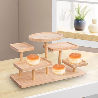 Display Riser Stand Countertop Multi Tier Solid Wood Perfume Holder Cake Stand Storage Rack for Doll Craft Figurine, 5 Layer - color: 5 Layer